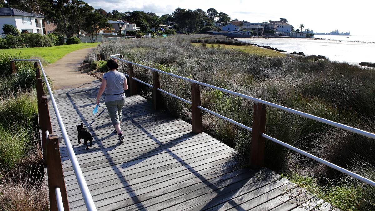 Out for a walk on the Woolooware Bay shared path. Picture: John Veage