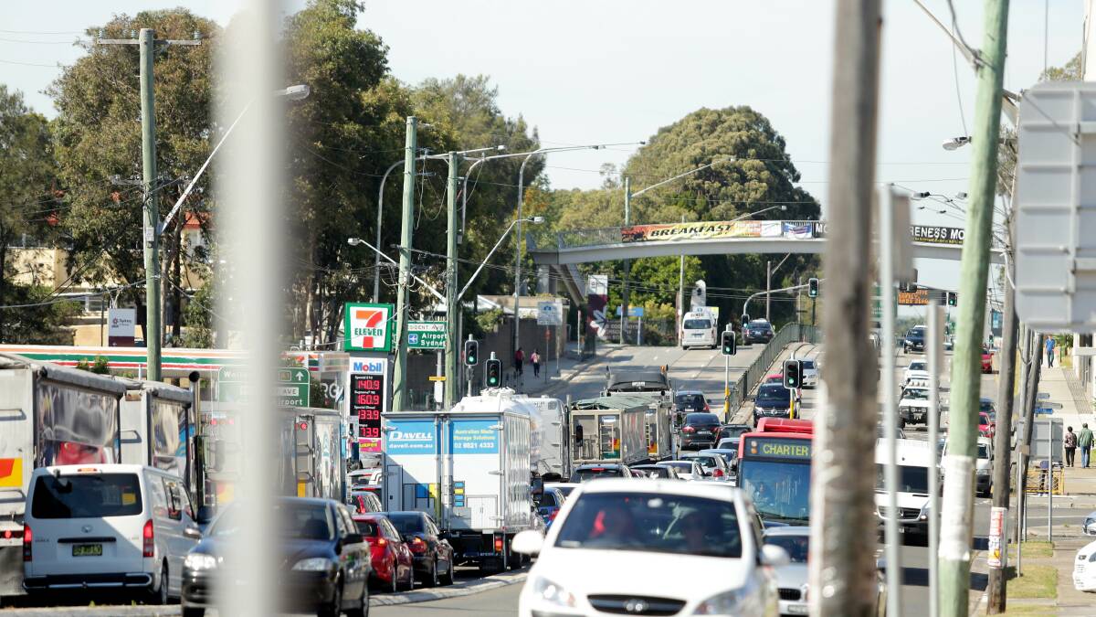 Chris Minns says 24-clearways are proposed to combat "carmageddon" on roads adjoining the F6, including the intersection of Princes Highway and President Avenue, Kogarah, which already experiences heavy traffic. Picture" Chris Lane

