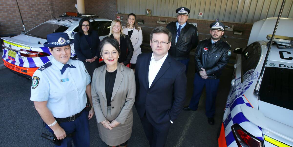 Safer Pathway: Front - Senior constable Karlee Ball, Prue Goward and Mark Coure. Rear - Superintendent Tim Beattie, Chief Inspector Rod Hurst, Diane Manns, Kimberley Hood and Maureen Sly. Picture: John Veage