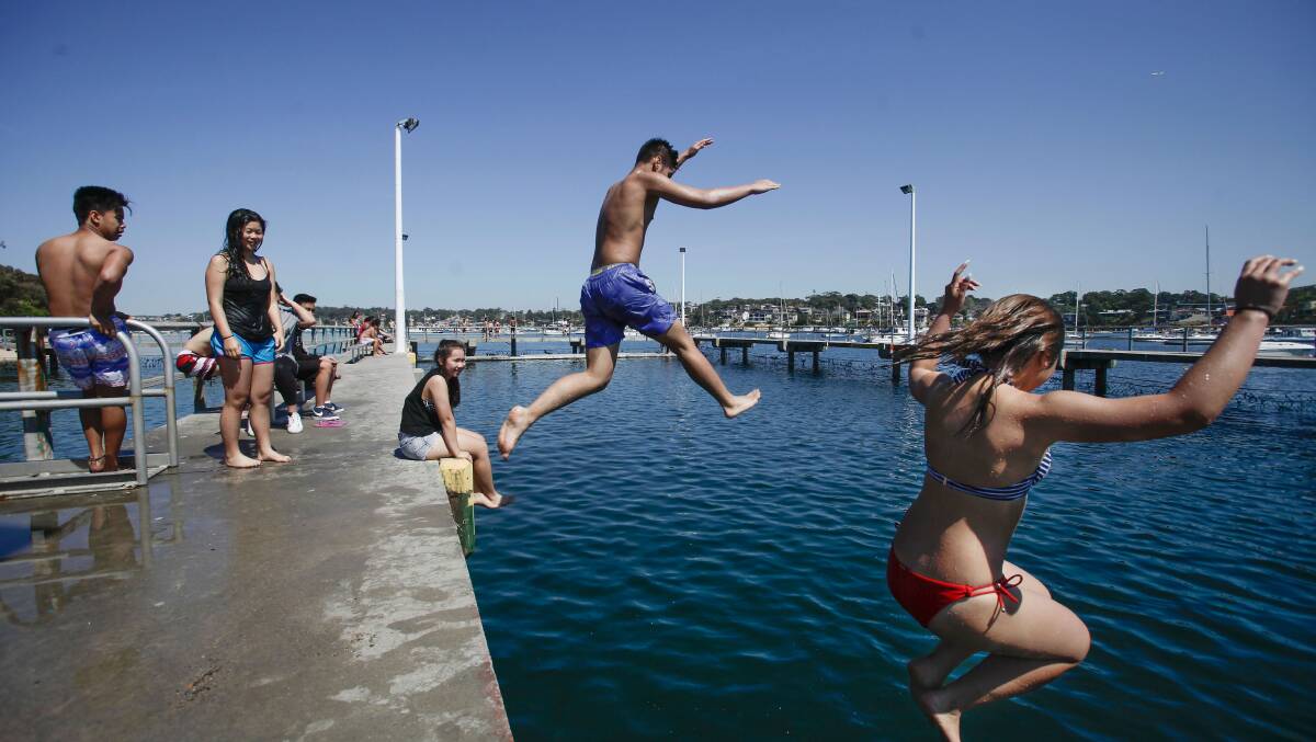 State of the Beaches Report: Swimmers enjoy Gunnamatta Bay Baths, where water quality is rated Poor. Picture: Fiona Morris