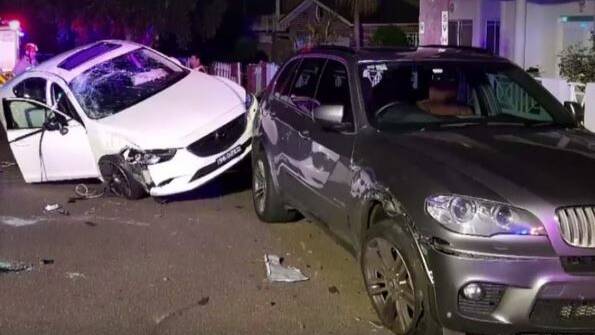 Crash in Dora Street, Hurstville. Picture: 9 News