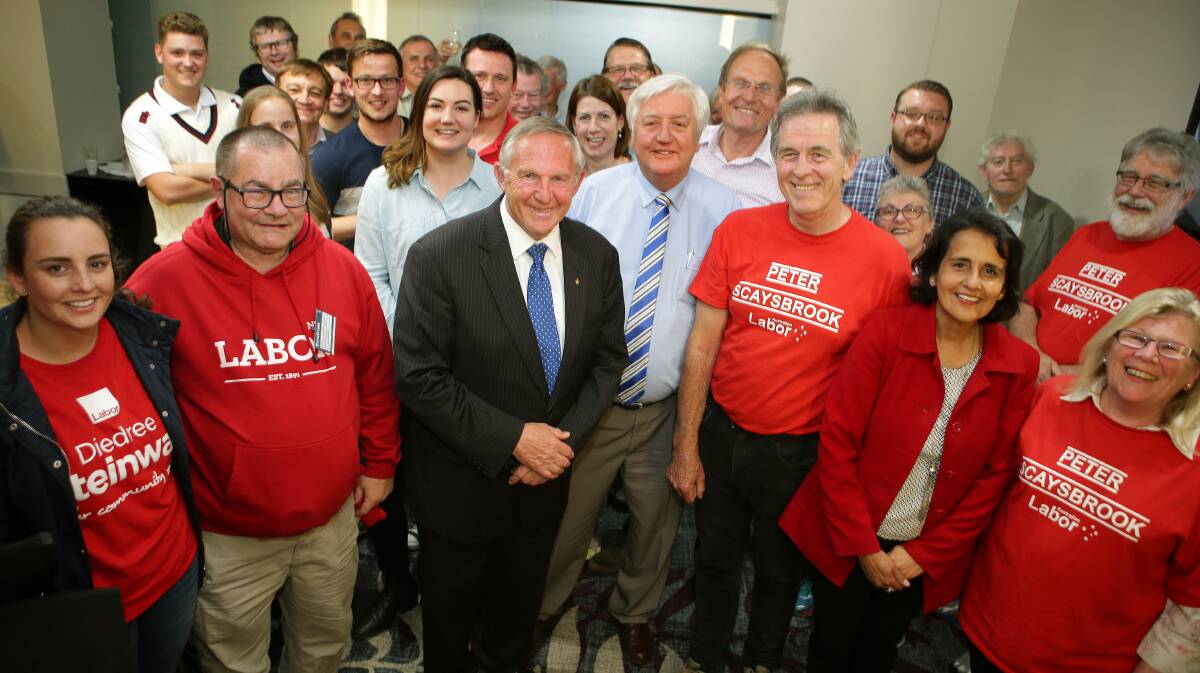 Labor team: Lead candidates Barry Collier, Michael Forshaw, Ray Plibrsek (rear), Peter Scaysbrook and Diedree Steinwall at front. Picture: John Veage