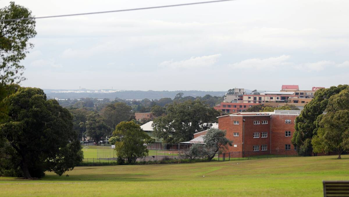 The F6 corridor next to Port Hacking High School, which has been identified as a possible location for a tunnel exhaust stack. Picture: Chris Lane 