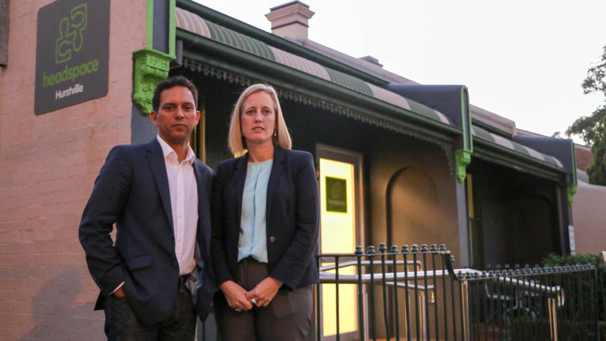 Mental health service: Chris Gambian and Senator Katy Gallagher at headspace Hurstville. Picture: supplied