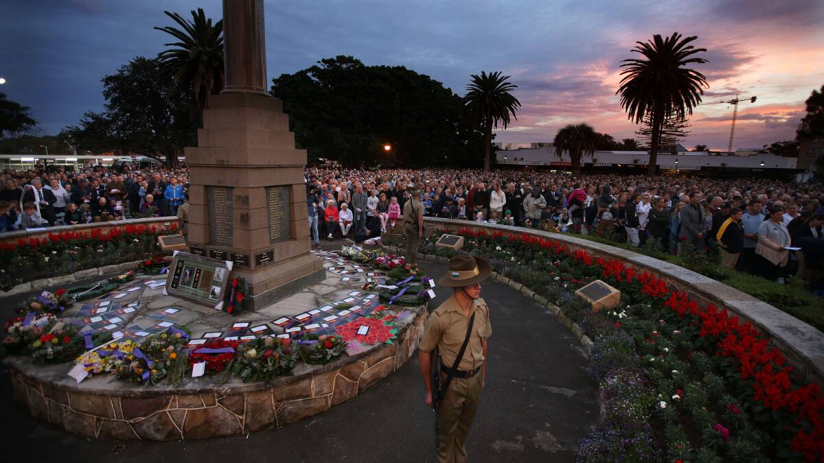 Overflowing: More than 5000 people turned up for the Anzac Day dawn service remembrance ceremony at Monro Park in Cronulla. Picture: John Veage