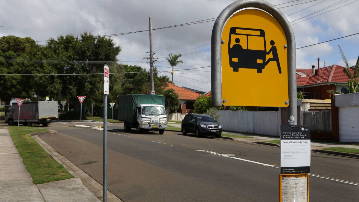 Bus stop in Bryant Street, Rockdale, proposed for removal. Picture: John Veage