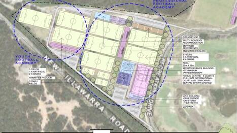 Indicative concept plan of Southern Football Centre of Excellence, Barden Ridge, subject to stakeholder and community consultation. Picture: supplied
 