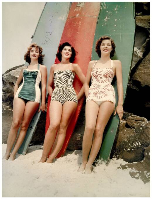 Beauty queen: Judy Worrad  (right), with other Miss Pacific finalists on Bondi Beach in this 1952 iconic photo, held in the National Archives of Australia. 