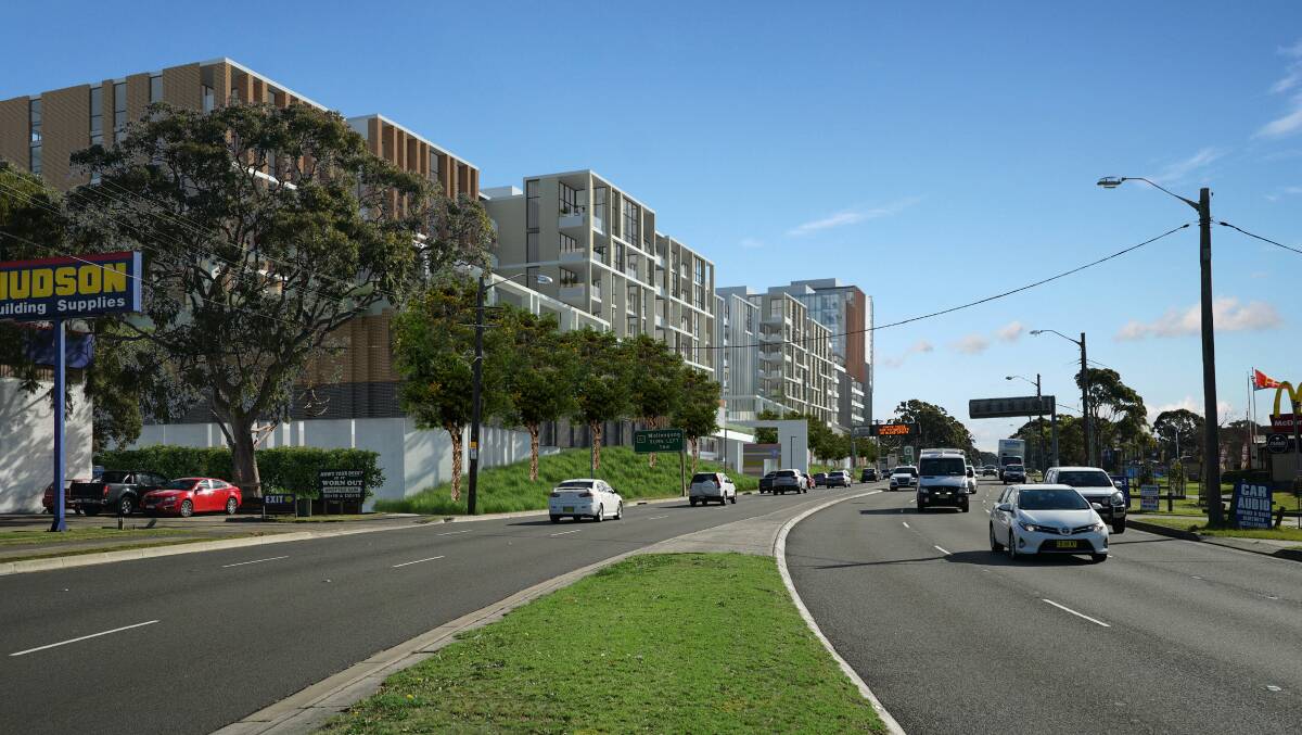 Artist's impression of South Village looking south-west from Princes Highway. Picture: supplied