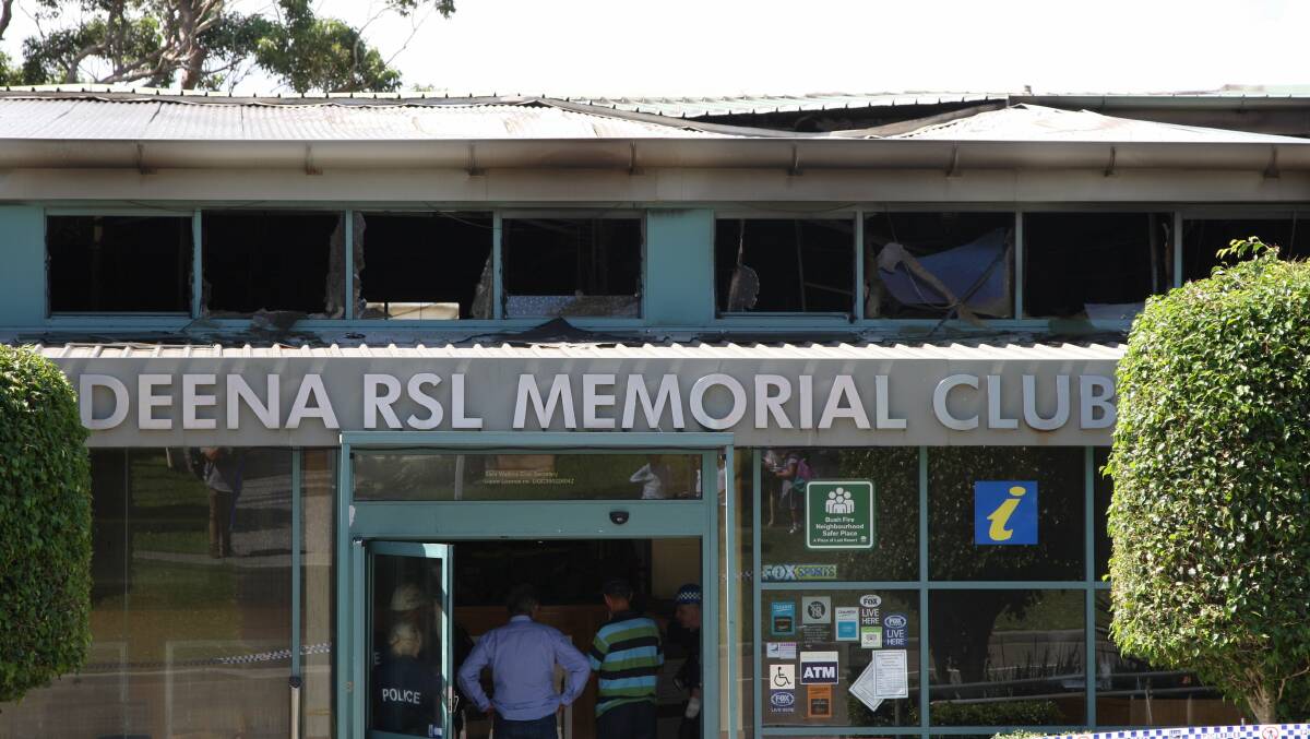 Fire-damaged Bundeena RSL Memorial Club in February 2015. Picture:Sam Venn