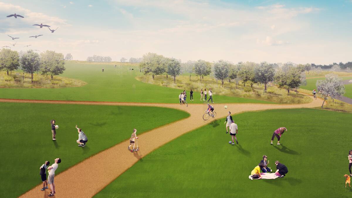 Field of dreams: Artist's impression of the rehabilitated tip site in 2040, three years after the landfill program ends. Picture: supplied