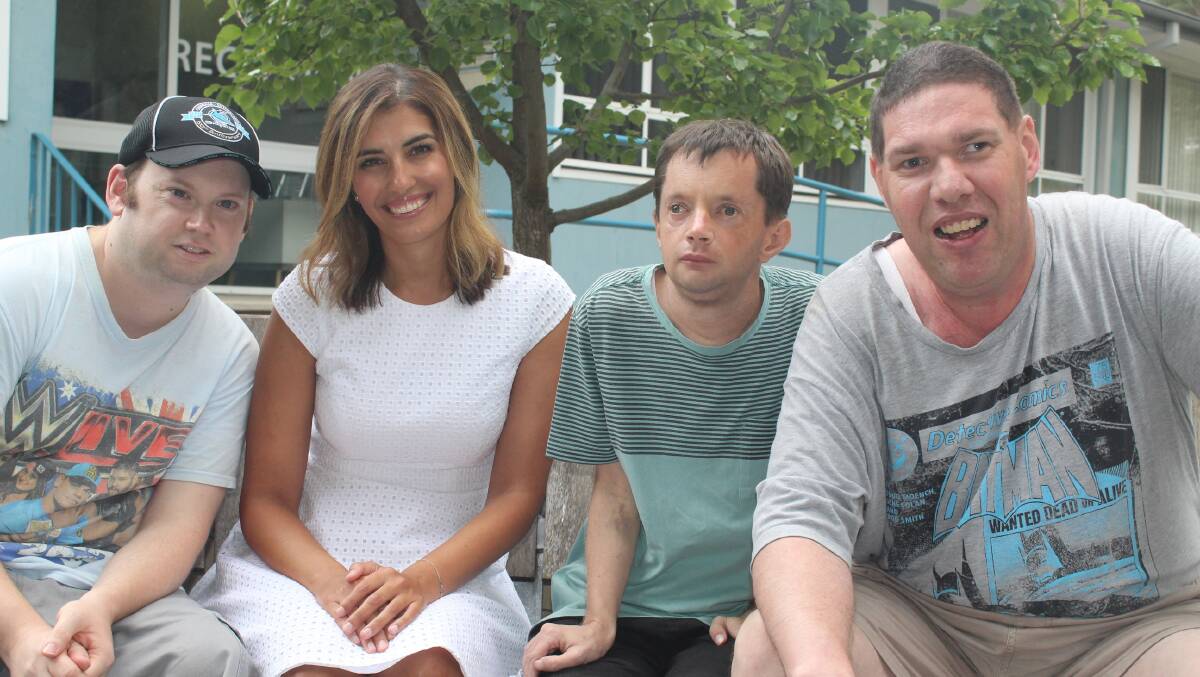 Miranda MP Eleni Petinos  at SGSCC disAbility with Michael, Brett and David. Picture: supplied