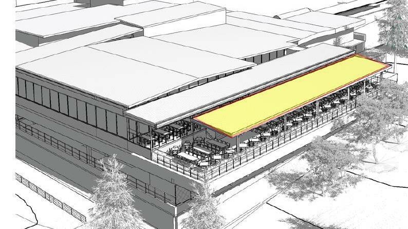 The club is still awaiting approval to construct a fixed canopy (in yellow) on the Sun Deck in conjunction with an increase in seating capacity to 200. Picture: DA