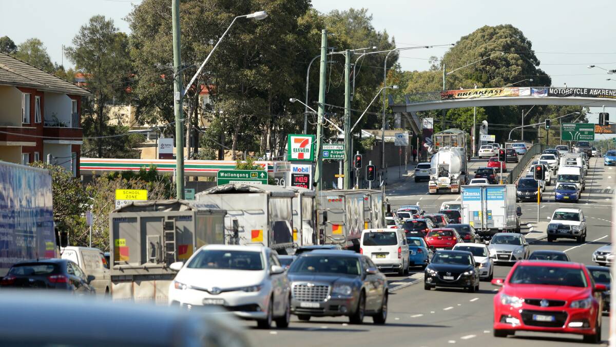 Traffic on Princes Highway near the intersection of President Avenue. Picture: Chris Lane