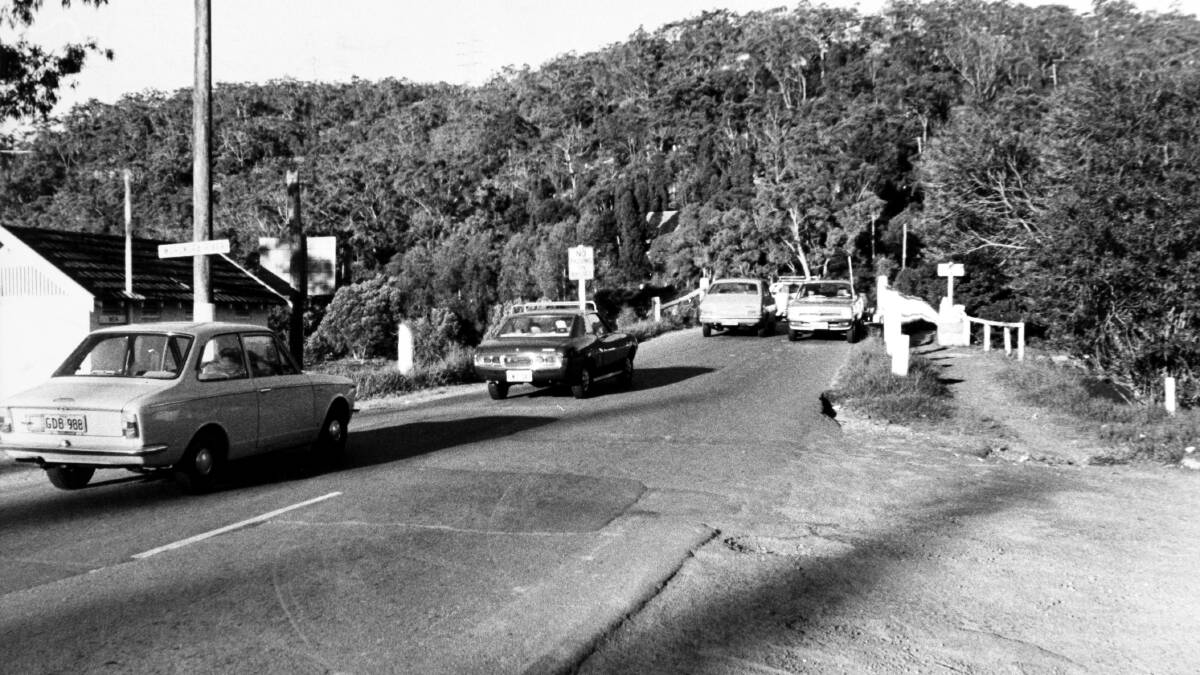 The original single-lane bridge at Woronora, where motorists had to wait their turn.
