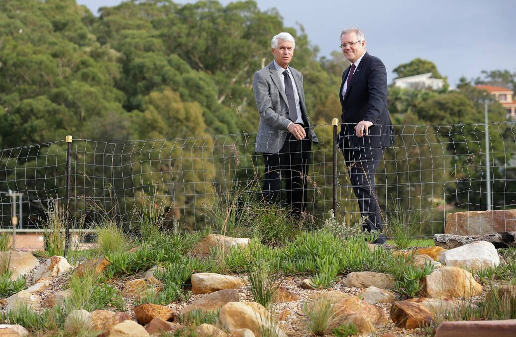 Election promise: Scott Morrison and John Rayner at Carss Bush Park, where $1.4 million was promised for  environmental projects in Cook. Picture: John Veage