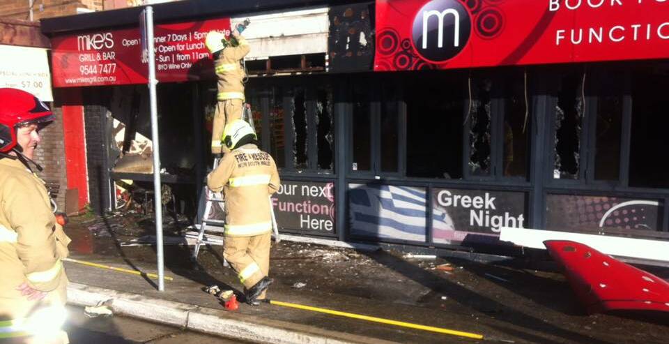 Destroyed: Aftermath of the fire that broke out in the restaurant on Princes Highway shortly before 6am on August 20. Picture: Sutherland Fire and Rescue