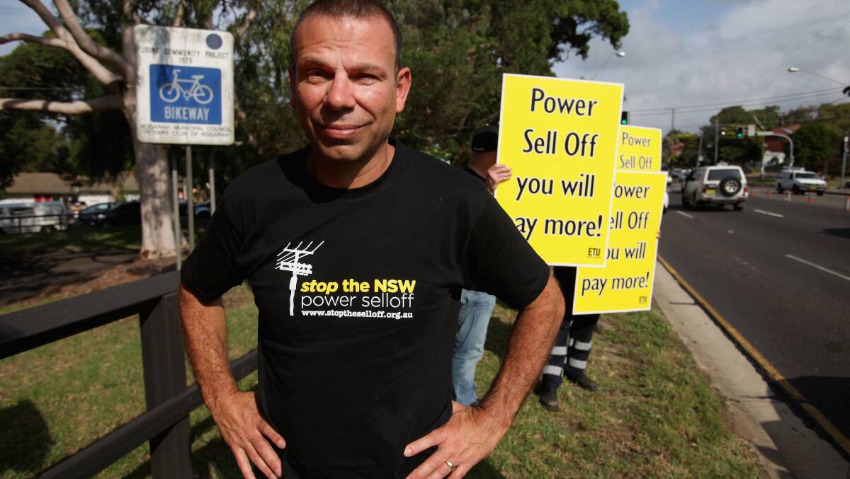 Campaign experience: Mark Buttigieg fights the electricty "poles and wires" privatisation at the 2015 state election. Picture: Fiona Morris



