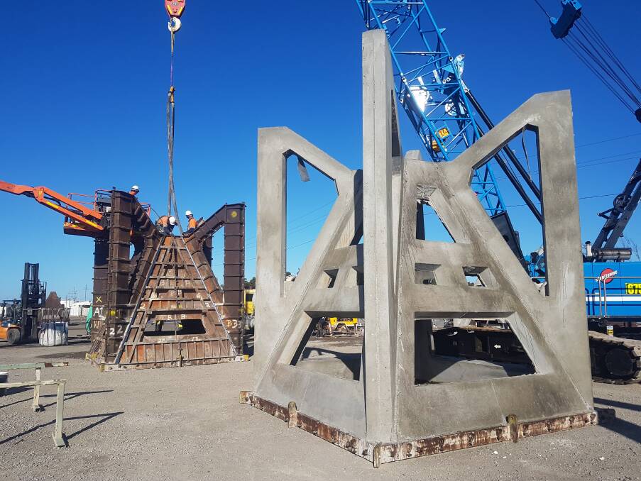 Headed for Port Hacking: Artificial reef modules, which weigh 25 tonnes and are five metres high by four metres wide, under construction for installation in late July or early August. Picture: supplied