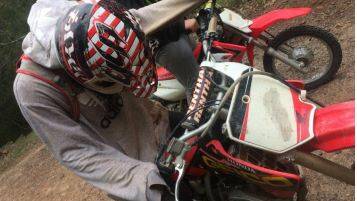 A dirt bike rider, who allegedly threatened a father of two young children at Woronora. Picture: supplied
