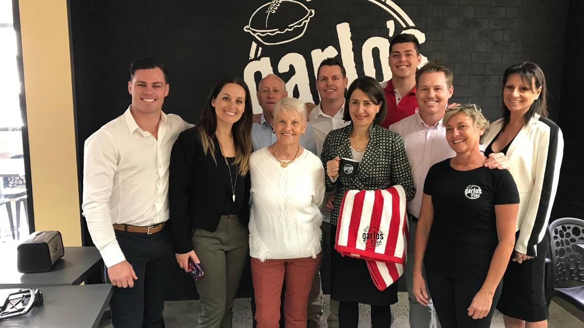Gladys Berejiklian with the Garlick family at the opening of their premises at Kingsgrove. Picture: supplied