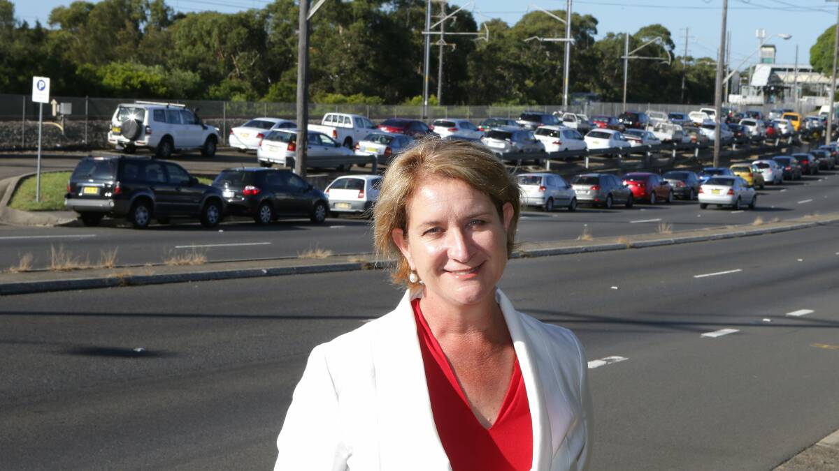 Maryanne Stuart campaigns on the need for commuter car parking at Engadine before the 2015 election. Picture: John Veage