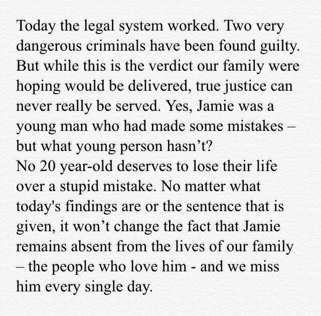 Family statement: Jamie Gao's family released this statement following the Roger Rogerson and Glen McNamara convictions for murder.