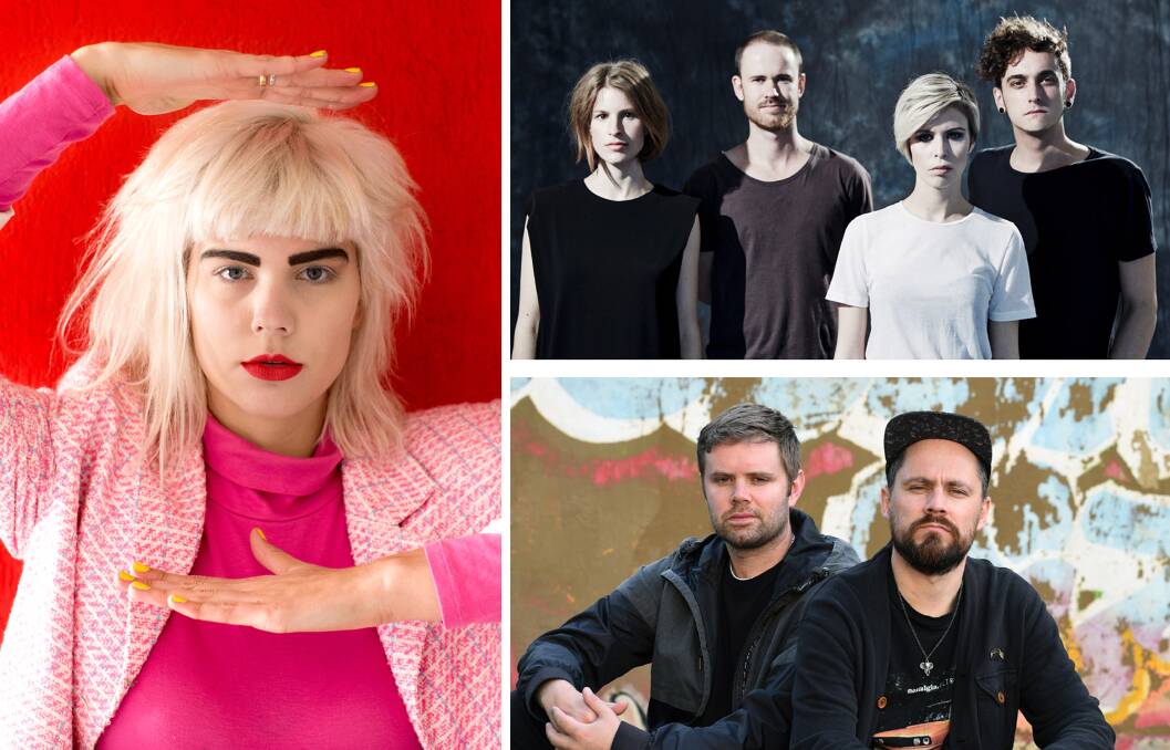 Big line-up: The Yours and Owls festival will feature the musical talents of Bec Sandridge (left), The Jezabels (top right) and Hermitude.