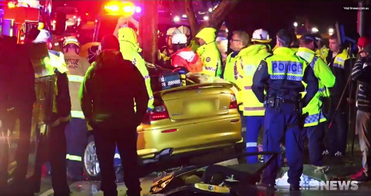 Serious: Emergency services respond to a serious crash at Caringbah overnight. Pictures: 9 News
