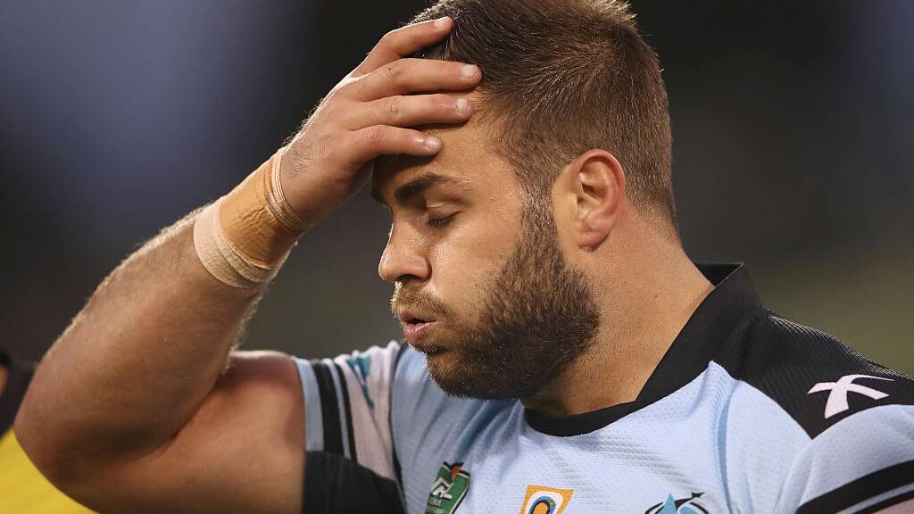 Head knock: the Sharks lost representative back-rower Wade Graham inside the first six minutes. Picture: Getty Images