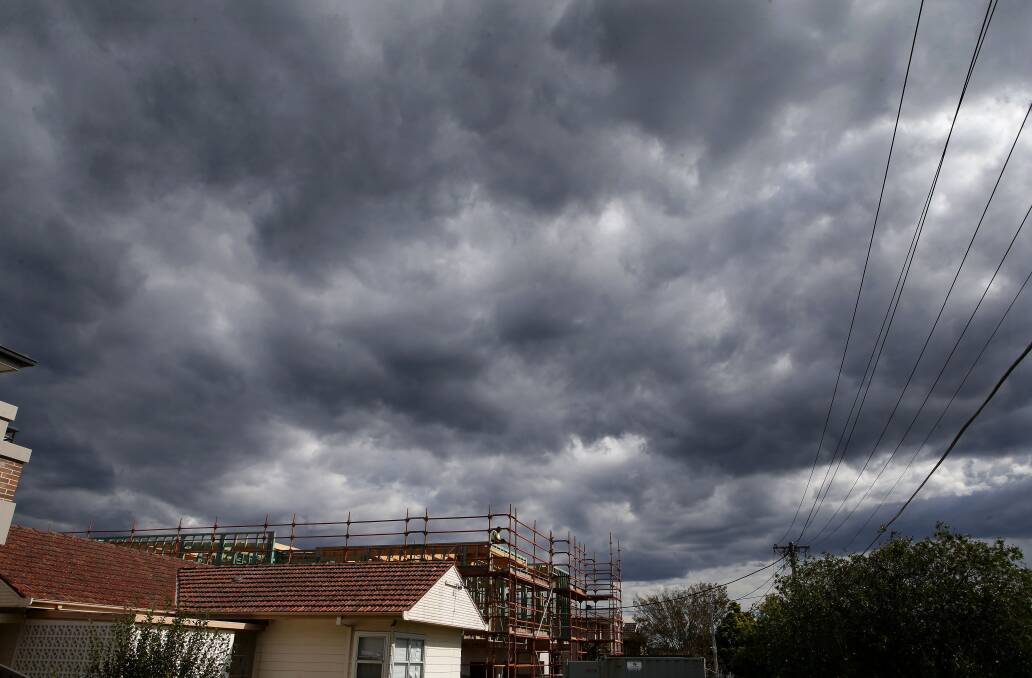 Dark skies over Caringbah this afternoon. Picture: John Veage
