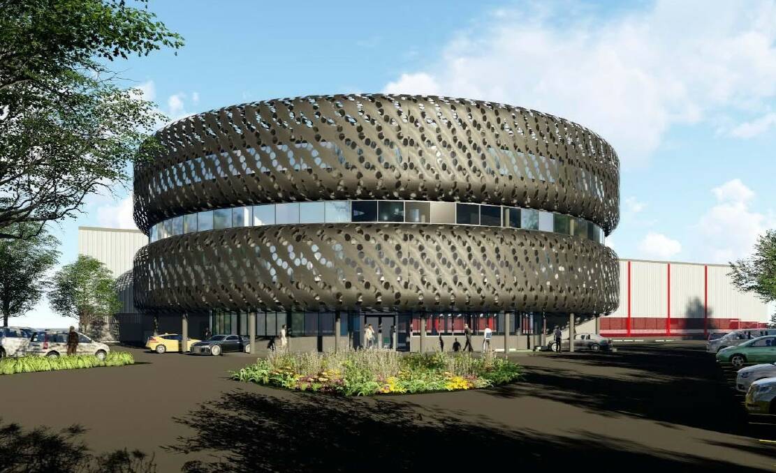 Novel design: The proposed office building for a new tyre warehoue complex at Kurnell. Picture: DA
