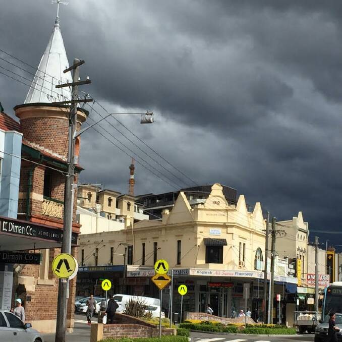Stormy afternoon: Dark clouds loom over Kogarah.