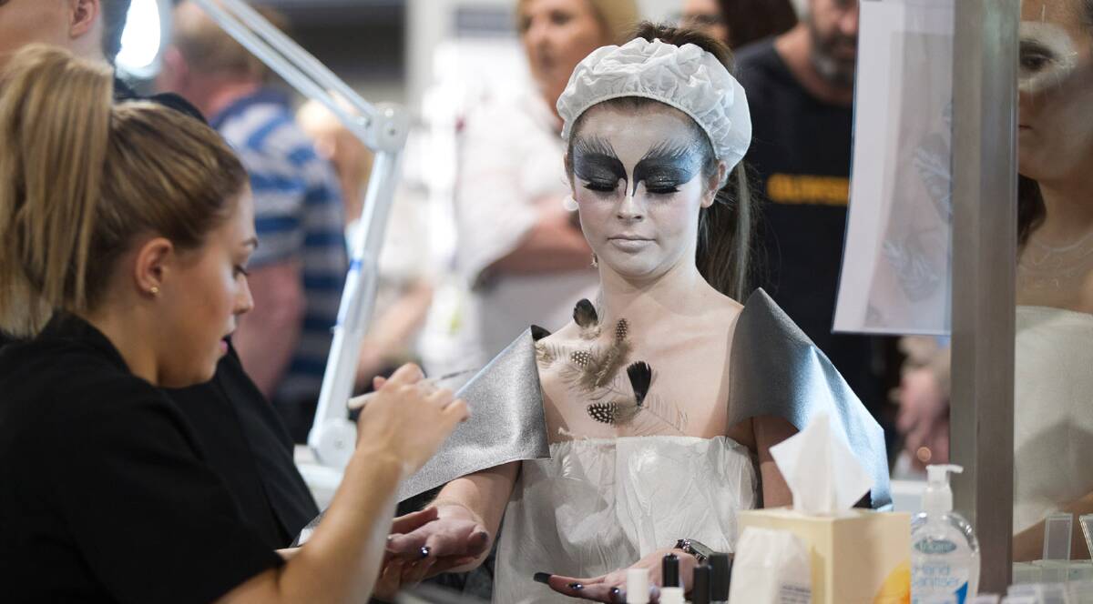 Battle of the beauty therapists: Rochelle Humphreys works on a model during the 2016 Worldskills Australia National Competition.