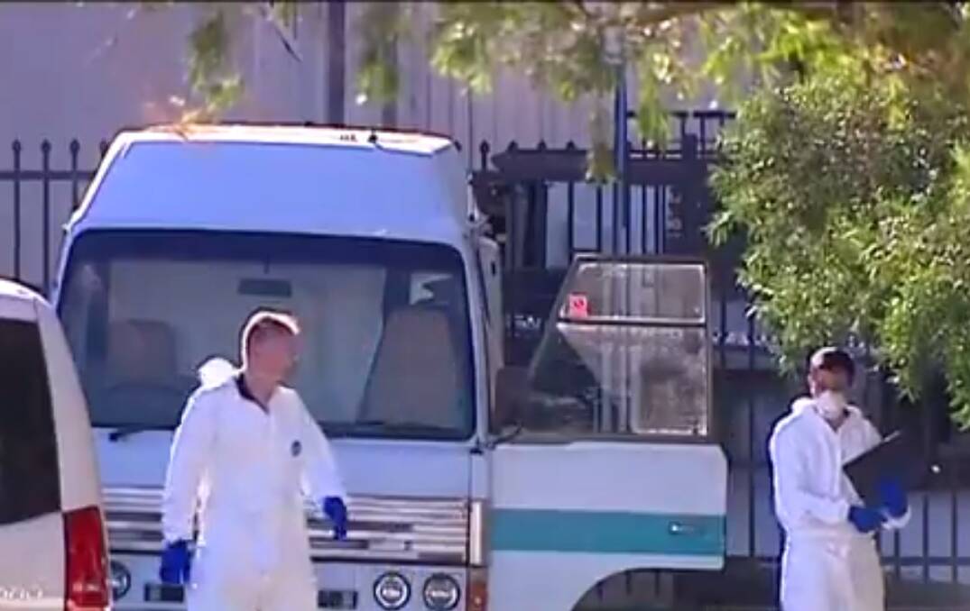 Grisly discovery: a man's body has been found in a mini-bus in a Kingsgrove business park. Picture: 7news