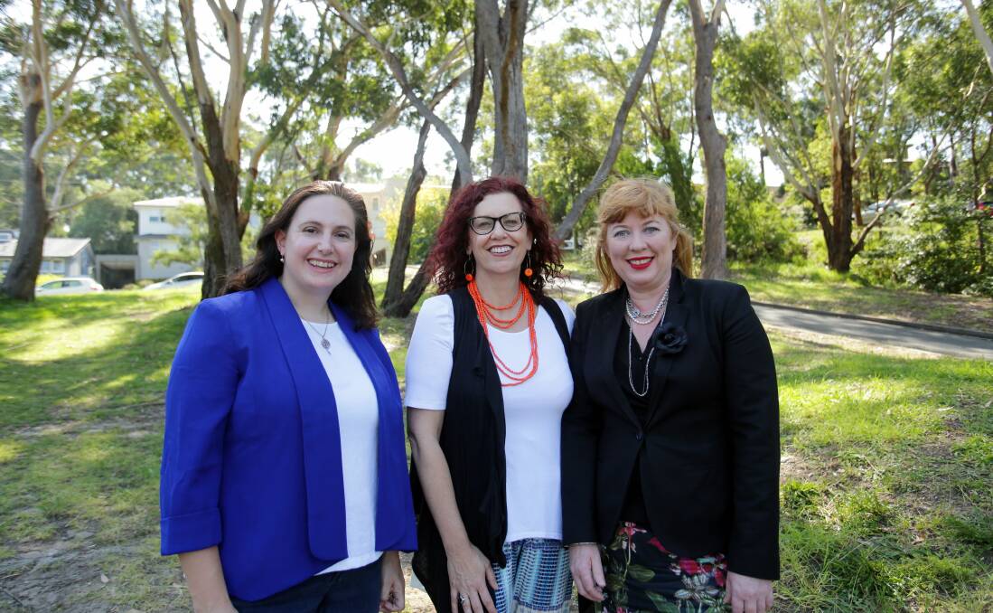 New public reserve: Andrea MacKay, Cathy Quinn and Councillor Tracy Cook welcome the dispersal of a flying fox camp from next to a school and child care centre.