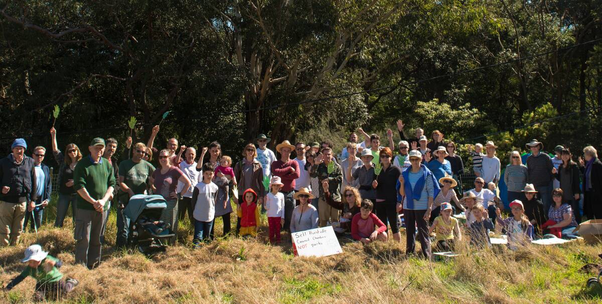 Keep the open space: The local community is calling on Georges River Council, Mark Coure MP and David Coleman MP to keep the community parkland as a community site and honour Myles Dunphy. Picture: Chris Rehberg, Oatley Photography
