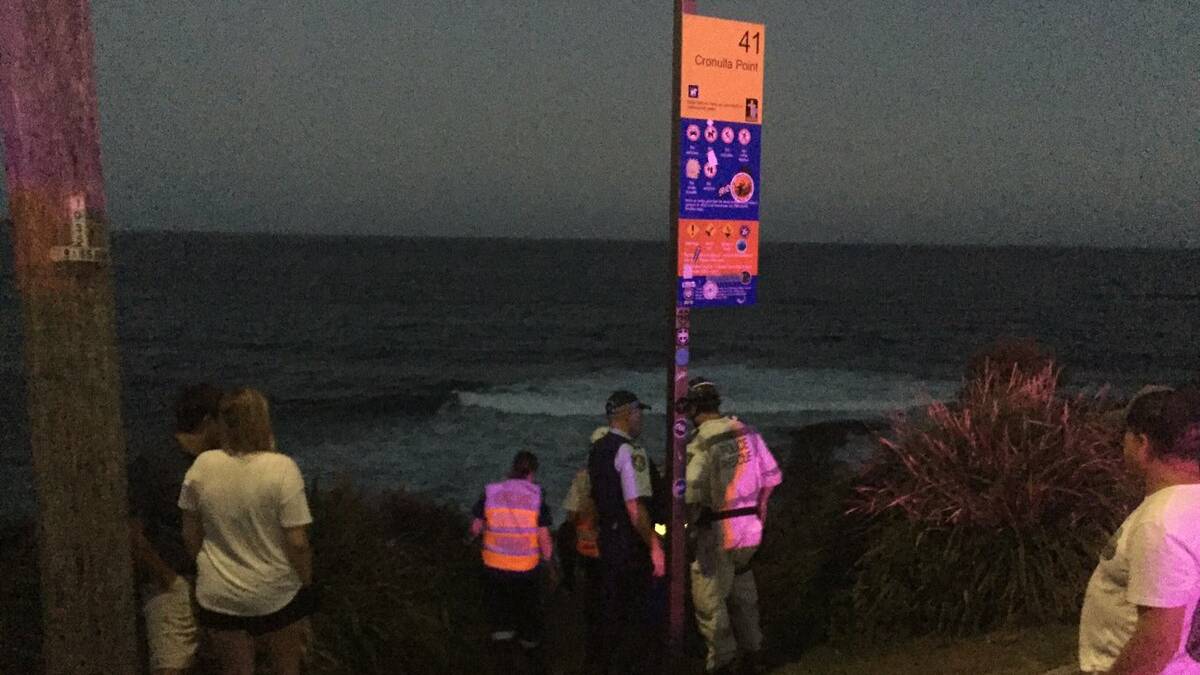 Rescue operation: Emergency services on the scene at Cronulla last night where a man fell down a cliff. Picture: Twitter