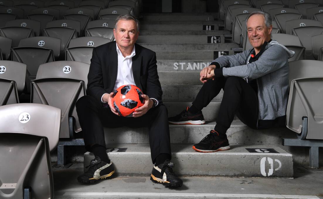 Compensation offer: Southern Expansion chairman Morris Iemma (right) and chief executive Chris Gardiner say their A-League bid has offered a $1 million "structural adjustment package" to Sydney FC. Picture: Peter Braig. 