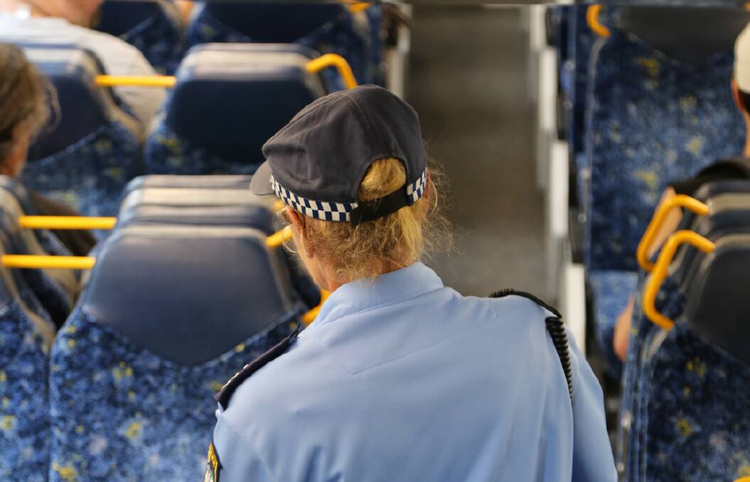 Rail blitz: Police have been cracking down on  people who litter, put their feet on seats, use offensive language and evade paying fares. Picture: Police Transport Command