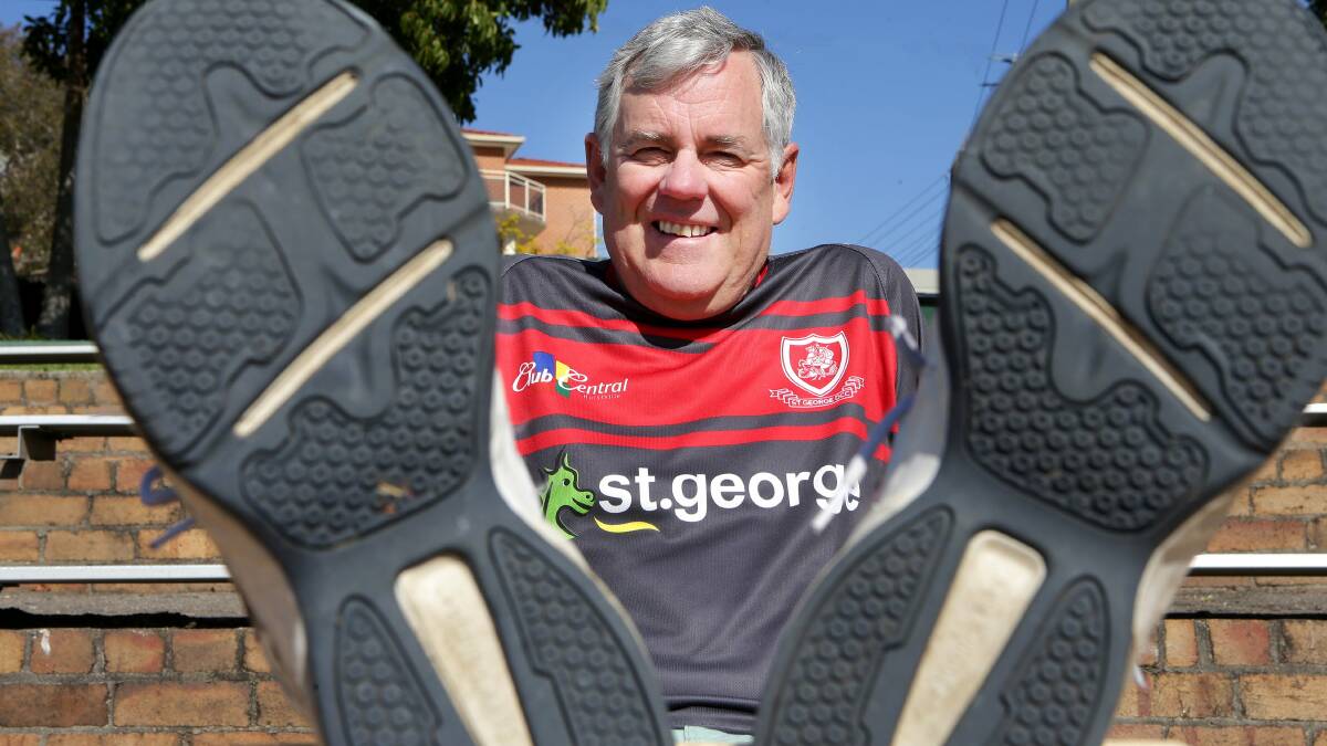 Set to run: Kevin Greene, as St George Cricket Club president, prepares to take part in a trek to raise funds for St George and Sutherland Medical Research Foundation in 2015. Picture: John Veage