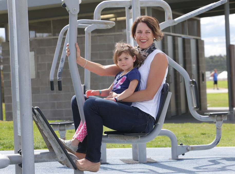 Challenge: A Member of the St George Hospital team Nerida Alexander with daughter Lani shares her fitness tips at Wanda reserve. Picture John Veage