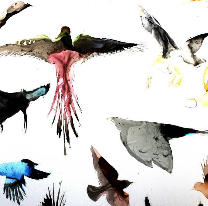 For the birds:  using the medium of ink on paper, Sonja Karl creates a permanent image in the shapes and colours that identify the birds in their environment.