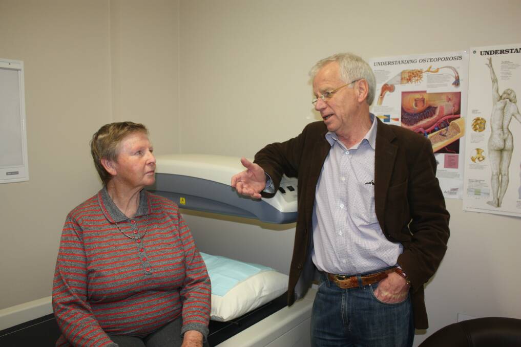 No bones about it: Brake the Break client Cath Clune discusses her bone mineral density scan with Dr Klaus Stelter.