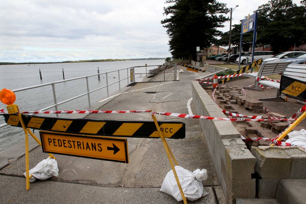 Beach danger: Barricades surround the collapsed footpath at Sandringham baths. Picture: Jane Dyson