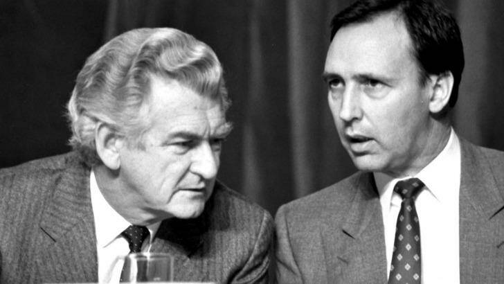 Bob Hawke and his treasurer Paul Keating in 1988. Photo: David Bartho