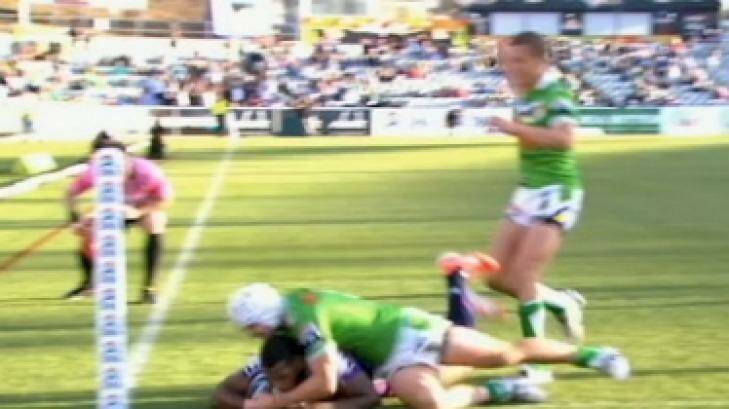 You be the judge: Sisa Waqa's controversial no-try in Sunday's loss to the Raiders.