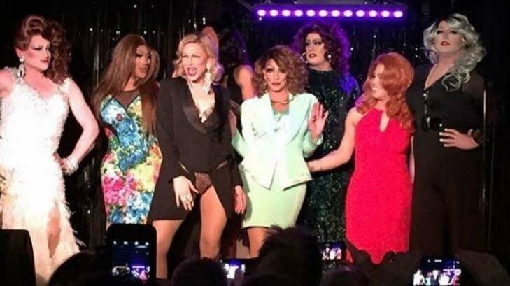 Cate Blanchett and fellow drag queens at Stonewall. Photo: Newtown Action Alliance Instagram