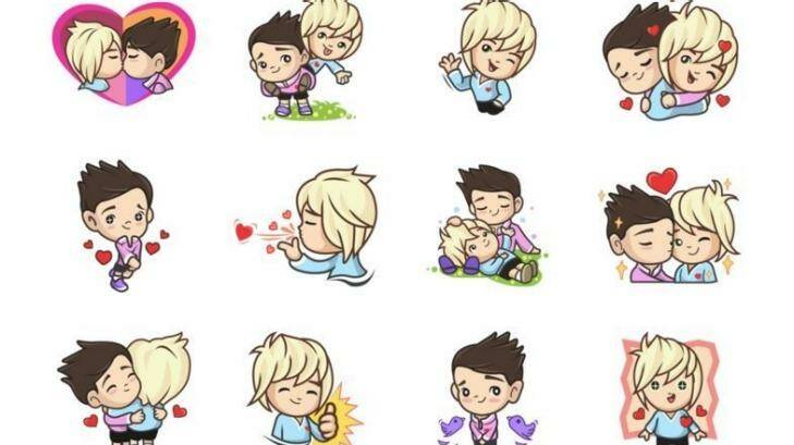 A collection of gay emojis available on the LINE Store in Australia. Photo: Supplied