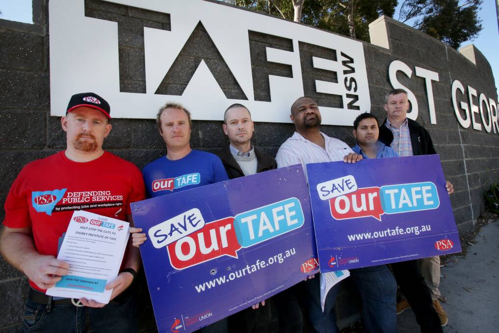 Fears for the future: Union members launched their "Save Our TAFE" campaign at St George College last week. Picture: Jane Dyson